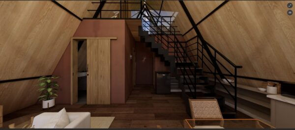 Chalé 80m² – Três quartos e mezanino – Interior 1