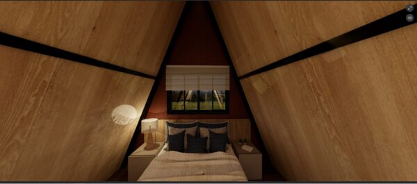 Chalé 44m² – Um quarto no mezanino – Interior 2
