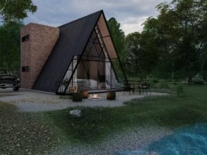 Chalé 106m² – Três quartos, suíte no mezanino