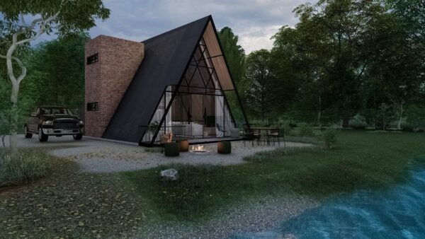 Chalé 106m² – Três quartos, suíte no mezanino – Exterior 1