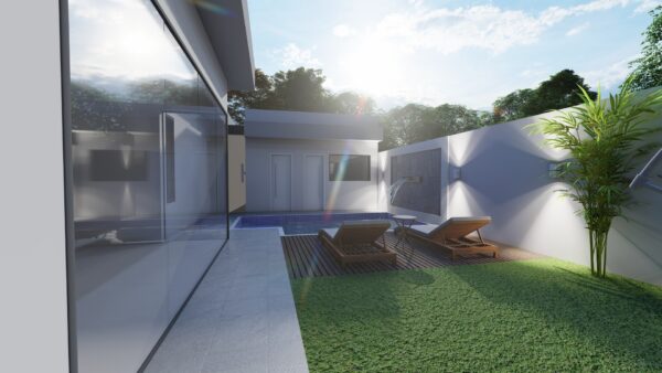 Casa em estrutura metálica 93m² – 2 suítes e 2 vagas cobertas – Exterior 5