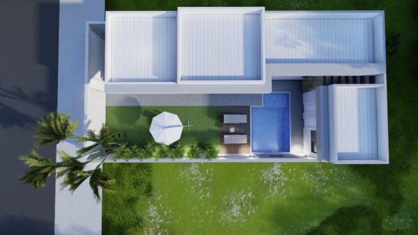 Casa em estrutura metálica 93m² – 2 suítes e 2 vagas cobertas – Exterior 4
