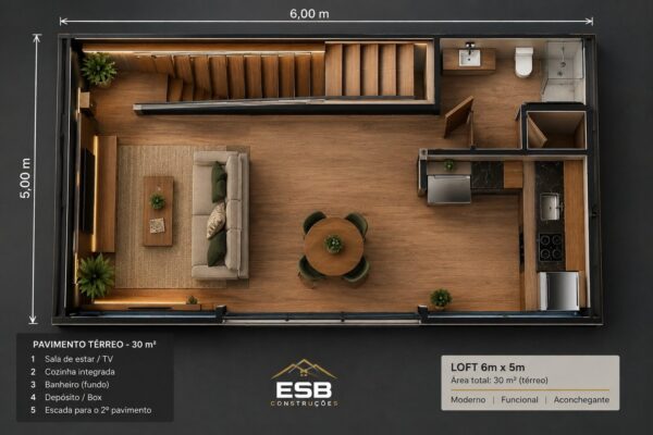Loft 40m² – Planta baixa 1