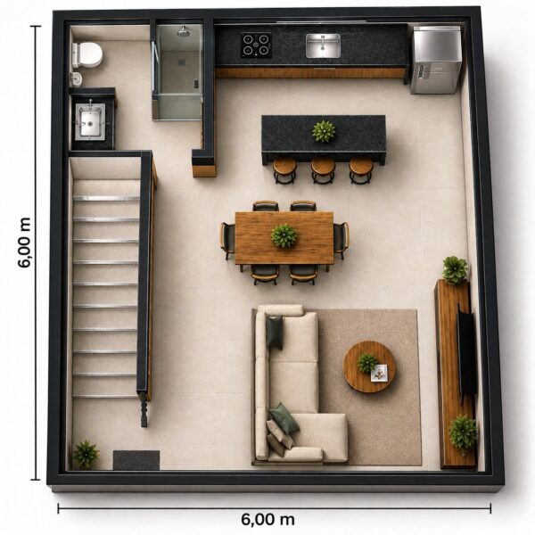 Loft 72m² – Planta baixa 1